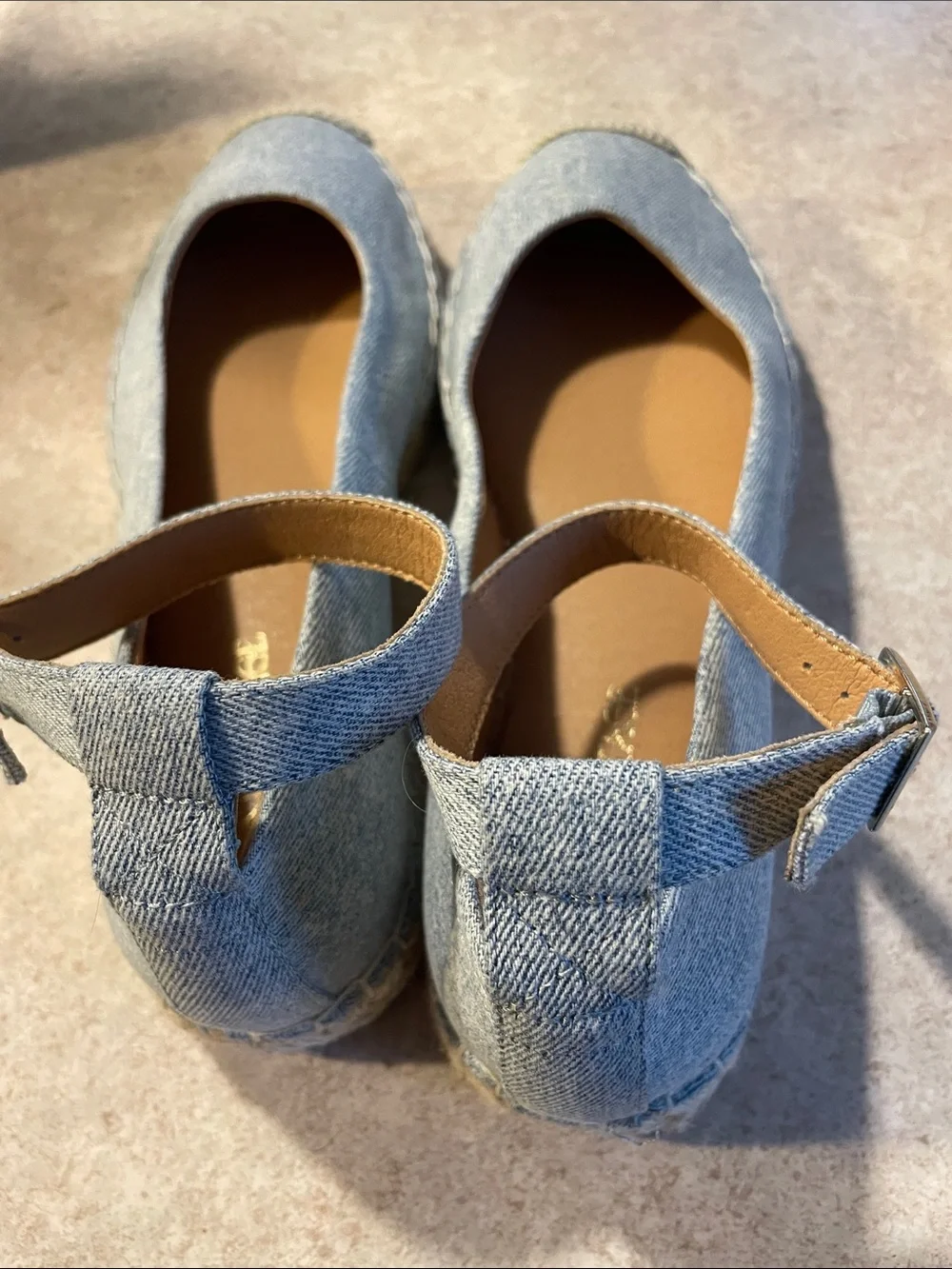 Crown Vintage Light Blue Denim Ankle-Strap Espadrilles
